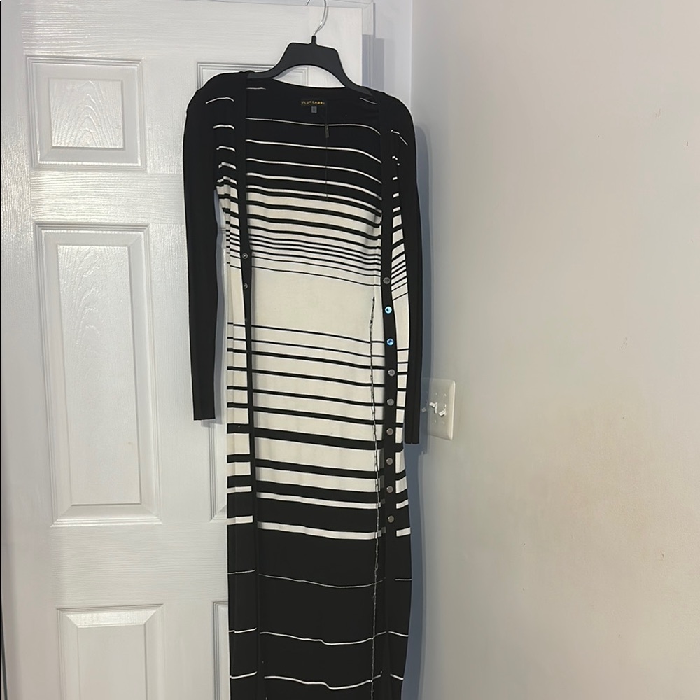 Black and White Striped Cardigan